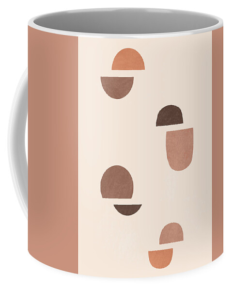 Geometric Coffee Mug featuring the mixed media Mid Century Modern Print 10 - Minimal Geometric Shapes - Stylish, Abstract, Contemporary - Brown by Studio Grafiikka