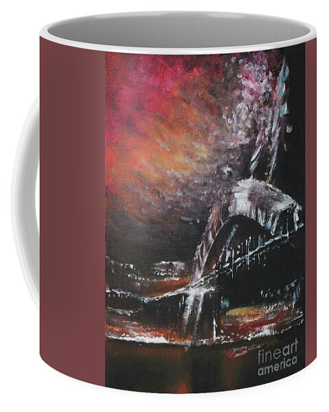 Abstract Coffee Mug featuring the painting Mid-Year Cheer by Jane See