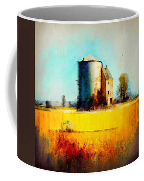 Abstract Coffee Mug featuring the digital art Middleton Silo by Craig Boehman