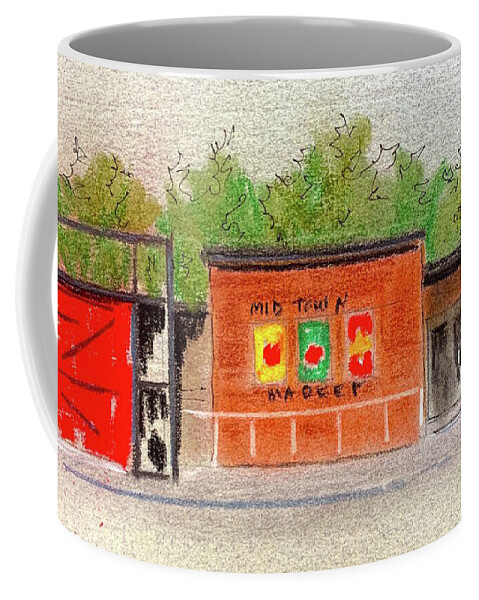 Architecture Coffee Mug featuring the painting Midtown Market by William Renzulli