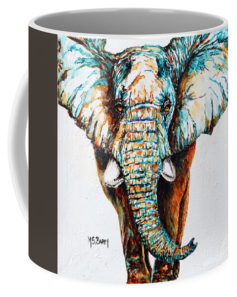 Elephant Coffee Mug featuring the painting Mighty Elephant by Maria Barry