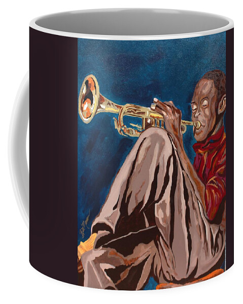  Coffee Mug featuring the painting Miles Davis-Backstage by Bill Manson