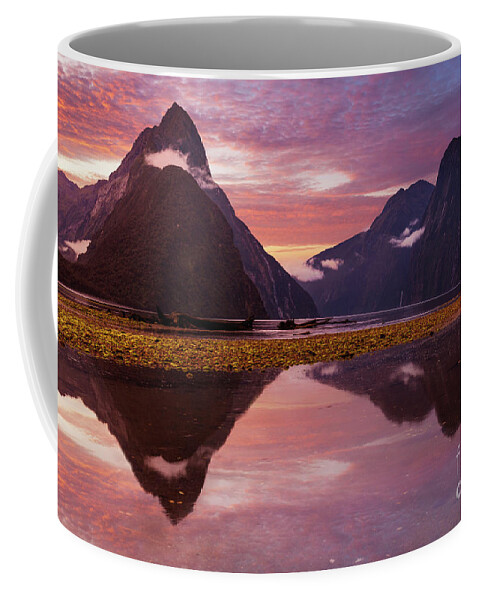 Sunset Coffee Mug featuring the photograph Milford Sound Sunset, New Zealand by Neale And Judith Clark