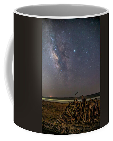 Milky Way Coffee Mug featuring the photograph Milky Way Drifts Across the Beach by Lindsay Thomson