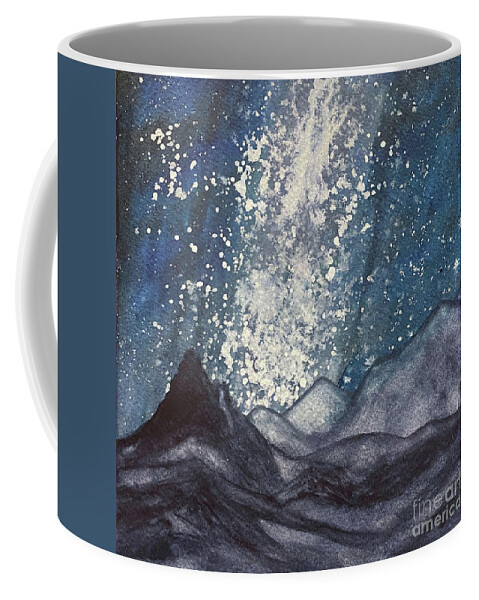 Milky Way Coffee Mug featuring the painting Milky Way Mountains by Lisa Neuman