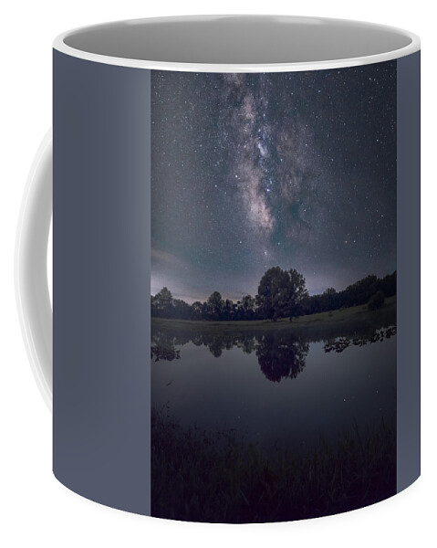 Nightscape Coffee Mug featuring the photograph Milky Way over the Pond by Grant Twiss