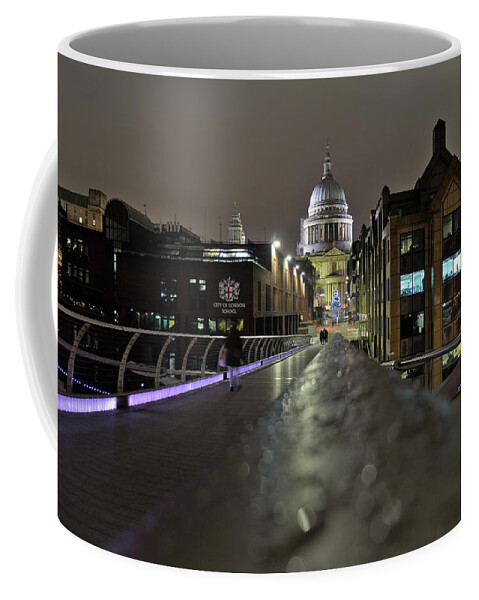 Millennium Bridge Coffee Mug featuring the photograph Millennium bridge and St Pauls Cathedral view in London by Angelo DeVal