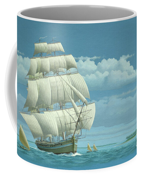 Keith Reynolds Coffee Mug featuring the painting Millennium of Sailing in Marshall Islands - British Merchant Ship Britannia by Keith Reynolds
