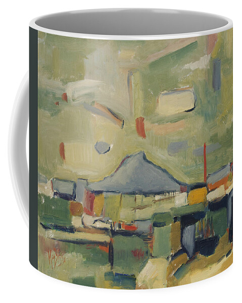 Observant Coffee Mug featuring the painting Mine pile The Observant Maastricht by Nop Briex