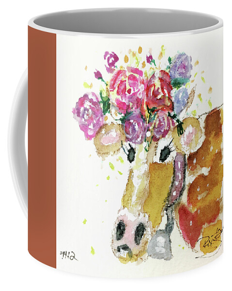 Cow Coffee Mug featuring the painting Mini Cow 12 by Roxy Rich