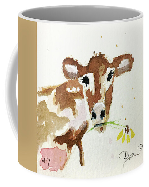 Cow Coffee Mug featuring the painting Mini Cow 7 by Roxy Rich