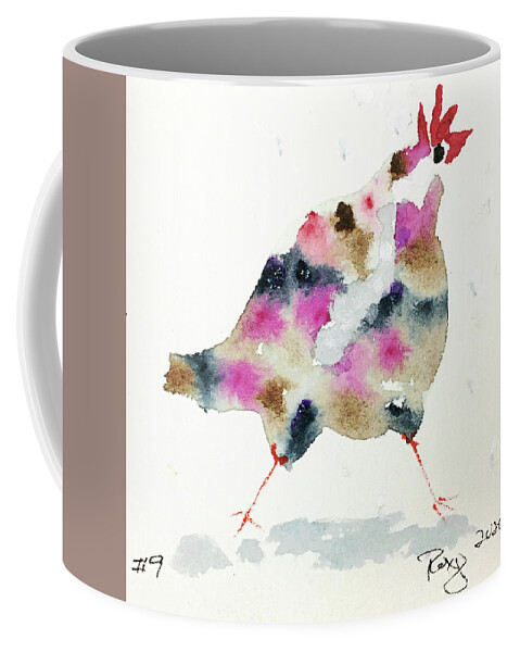 Whimsical Coffee Mug featuring the painting Mini Rooster 9 by Roxy Rich