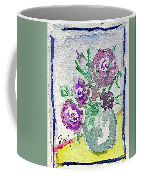 Miniature Art Coffee Mug featuring the painting Mini Roses by Roxy Rich