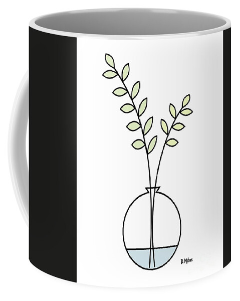 Minimalistic Design Coffee Mug featuring the digital art Minimal Plant in Vase 1 by Donna Mibus
