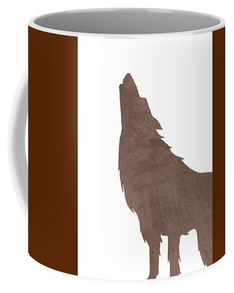 Wolf Coffee Mug featuring the photograph Minimal Wolf Silhouette - Scandinavian Nursery Decor - Animal Friends - For Kids Room - Brown by Studio Grafiikka
