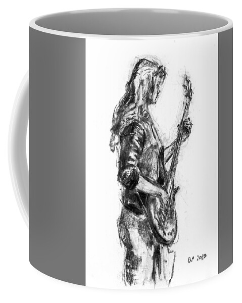 Bass Coffee Mug featuring the drawing Miss Ibanez 2 by Barbara Pommerenke