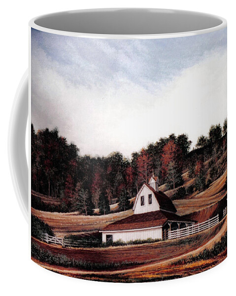 Landscape Coffee Mug featuring the painting Missouri Farm in Autumn by George Lightfoot