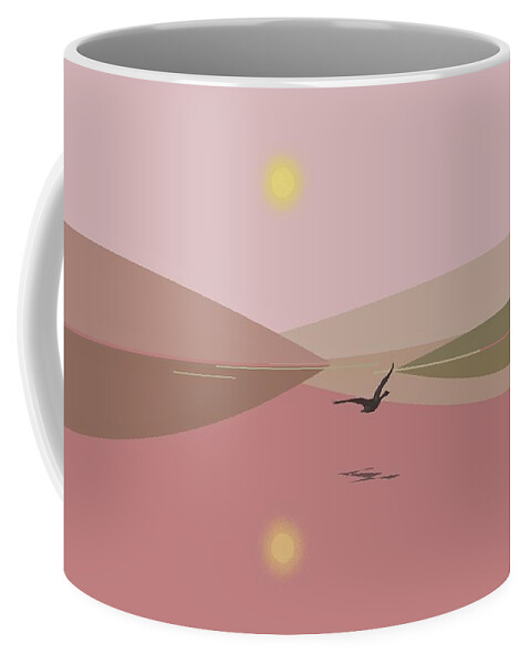 Misty Coffee Mug featuring the digital art Misty Lake by Fatline Graphic Art