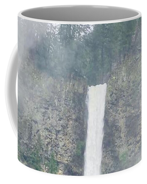 Oregon Coffee Mug featuring the photograph Misty Multnomah Falls, Oregon by Tatiana Travelways
