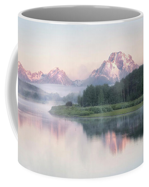 Oxbow Bend Coffee Mug featuring the photograph Misty Oxbow Bend Sunrise by Ronda Kimbrow