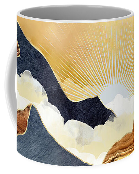 Mist Coffee Mug featuring the digital art Misty Peaks by Spacefrog Designs