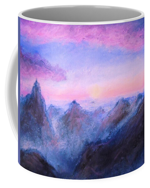 Sunset Coffee Mug featuring the drawing Misty Sight by Jen Shearer