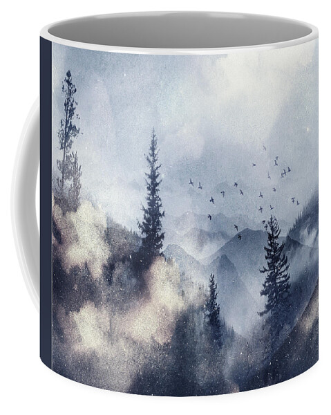 Watercolors Coffee Mug featuring the mixed media Misty Winter 9 by Colleen Taylor
