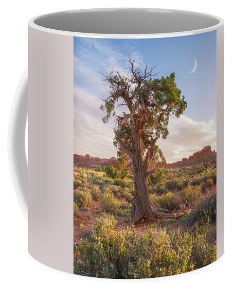 Moab Coffee Mug featuring the photograph Moab Morning Moon by Darren White
