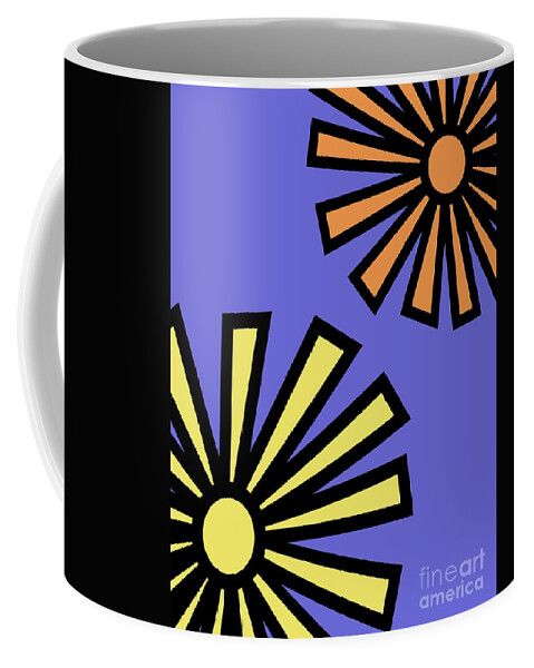 Mod Coffee Mug featuring the digital art Mod Flowers 4 on Twilight by Donna Mibus