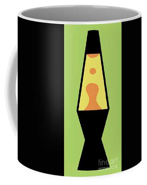 Mod Coffee Mug featuring the digital art Mod Lava Lamp on Green by Donna Mibus