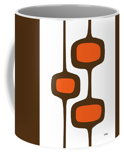 Mid Century Shapes Coffee Mug featuring the digital art Mod Pod 2 Orange and Brown on White by Donna Mibus