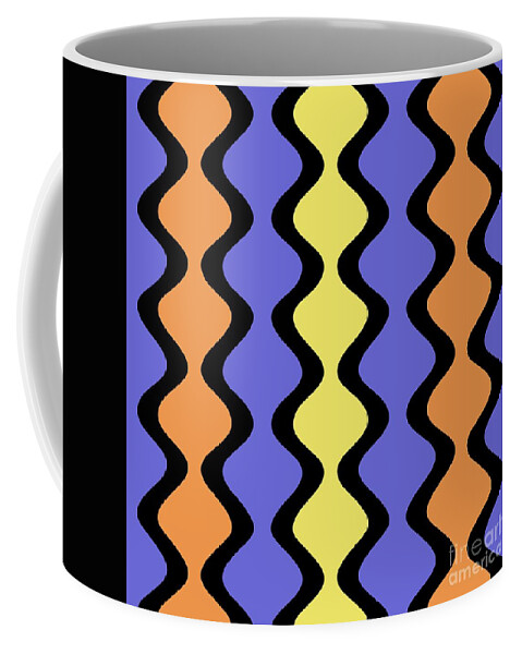 Modern Coffee Mug featuring the digital art Mod Waves on Twilight by Donna Mibus