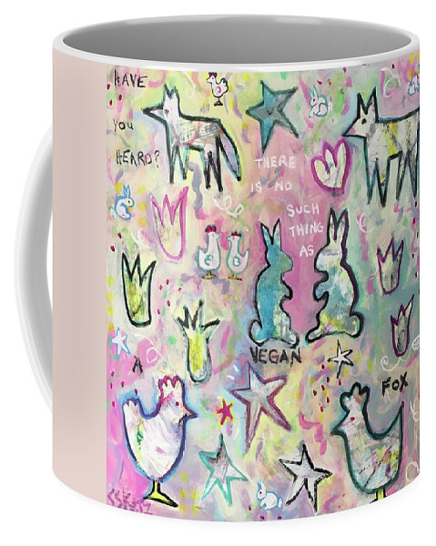 Bunnies Coffee Mug featuring the painting Modern Fairy Tale by Cyndie Katz