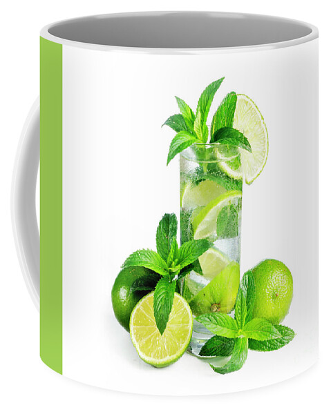 Mojito Coffee Mug featuring the photograph Mojito cocktail with ice isolated over white background. by Jelena Jovanovic