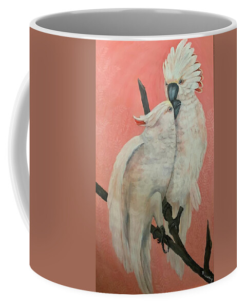 Parrots Coffee Mug featuring the painting Moluccan Cockatoo Pair by Barbara Landry
