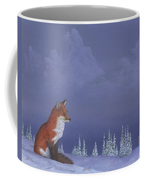 Fox Coffee Mug featuring the painting Moment of Seclusion by Peter Rashford