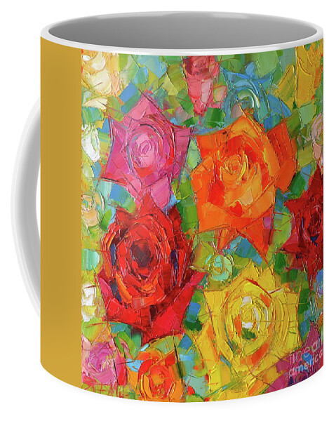 Rose Coffee Mug featuring the painting Mon Amour La Rose by Mona Edulesco