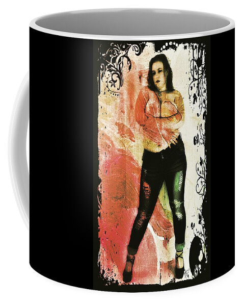 Dark Coffee Mug featuring the digital art Mona 2 by Mark Baranowski