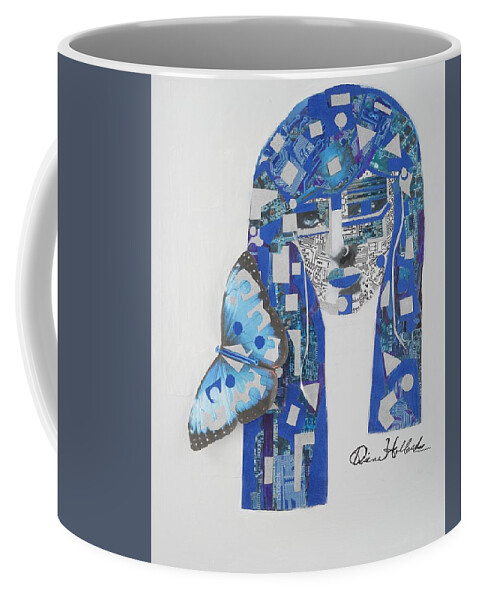 Portrait Coffee Mug featuring the mixed media Mona Lisa Variations #22 by Diane Holland SF Int'l Art
