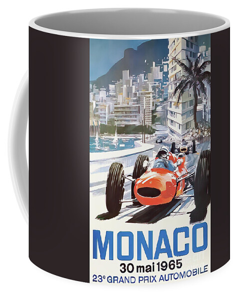 Monaco Coffee Mug featuring the drawing Monaco 1965 Grand Prix by M G Whittingham