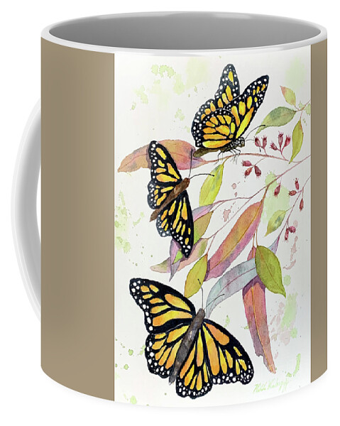 Butterfly Coffee Mug featuring the painting Monarch Butterflies by Hilda Vandergriff