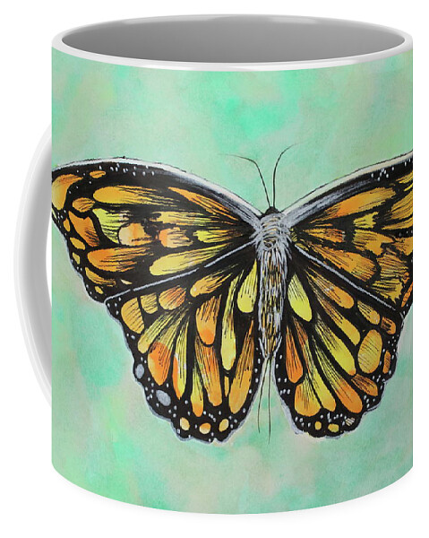 Monarch Butterfly Coffee Mug featuring the painting Monarch Butterfly by Kenneth Pope