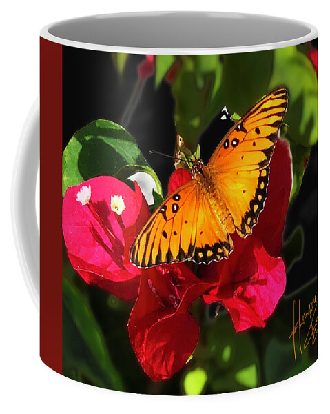 Butterfly Coffee Mug featuring the photograph Monarch Butterfly on a Red Flower by DC Langer