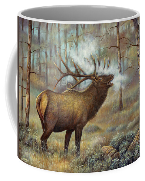 Elk Coffee Mug featuring the painting Monarch by Ricardo Chavez-Mendez