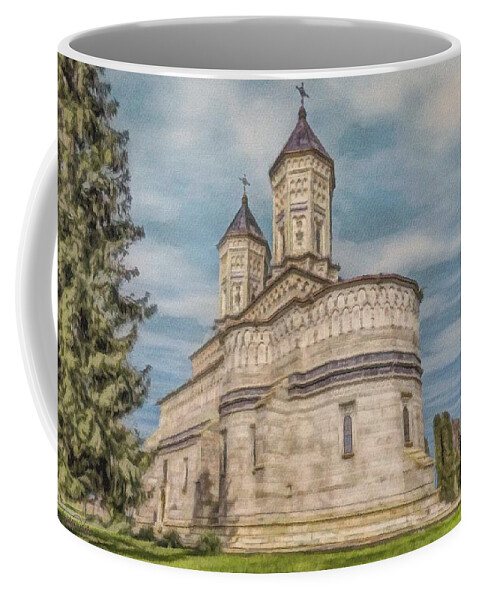 Church Coffee Mug featuring the painting Monastery of the Three Hierarchs by Jeffrey Kolker