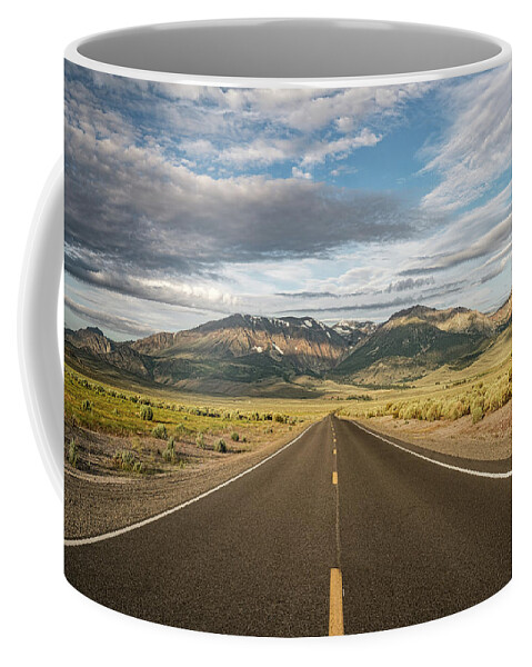 Basin Road Coffee Mug featuring the photograph Mono Lake Basin Road - Westbound by Kenneth Everett