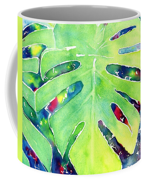 Leaf Coffee Mug featuring the painting Monstera Tropical Leaves 1 by Carlin Blahnik CarlinArtWatercolor