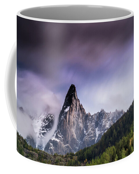 Mont Blanc Coffee Mug featuring the photograph Mont Blanc with wispy clouds by Andrew Lalchan