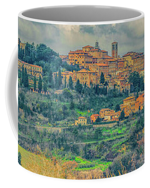 Montepulciano Coffee Mug featuring the photograph Montepulciano Panorama by Marcy Wielfaert