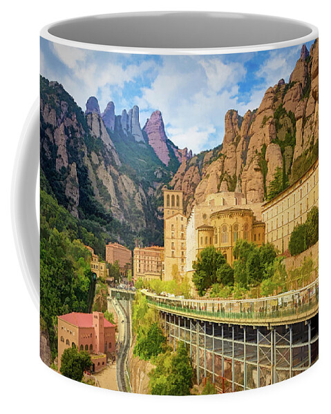 Catalonia Coffee Mug featuring the photograph Montserrat Monastery and its tourist complex. by Jordi Carrio Jamila